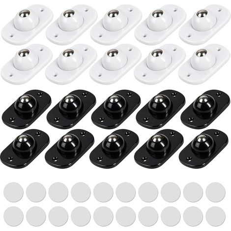 Mini roulettes Adhésives 360° Noir Blanc, Acier Inoxydable (1/5)