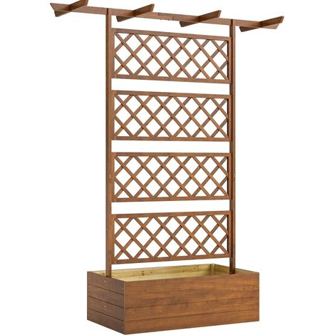 Jardinera de madera con enrejado y techo 160 x 55 x 183 cm (1/5)