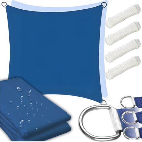 Telo parasole a vela, blu navy, impermeabile, 4x4 m (1/5)