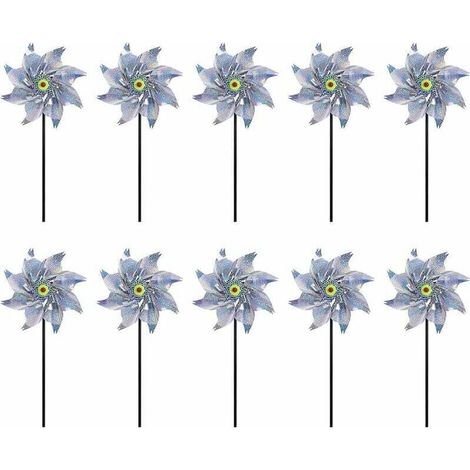 Reflektierende Windmühle, 10er-Packung, Vogelabwehr, für Garten, Obstgarten, Hof