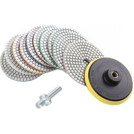 Debuns – Set mit 12 Diamantpolierscheiben (4 Zoll) – Für Granit (1/4)