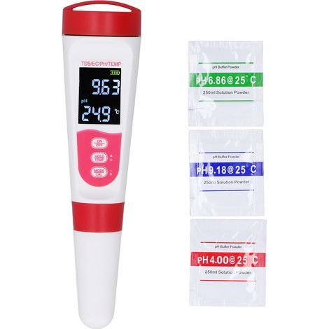 4-in-1 Digitaler Wassertester: Teststift für TDS, EC, Temperatur und pH-Wert Hintergrundbeleuchtetes Display Hochempfindlicher Detektor (1/5)