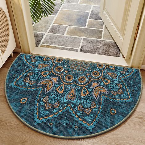 Tapis De Seuil Demi-Rond - Surface En Velours Cristal Et Dos En Caoutchouc Granuleux - Non Glissant - Pour Intérieur Et Extérieur - 60 X 90 Cm - 1 Pièce (1/5)
