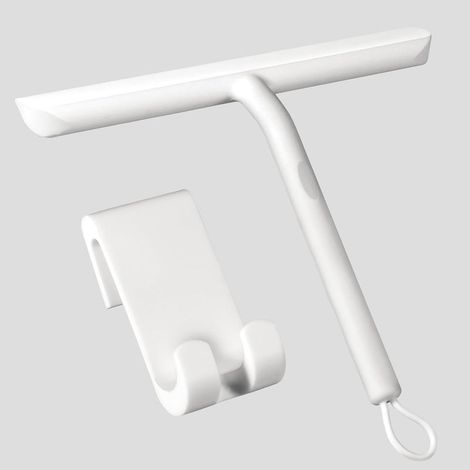 Raclette de Douche en Silicone Blanc Largeur de 21cm - avec Suspension - Raclette pour Salle de Bains enlève sans Laisser de résidus (1/5)