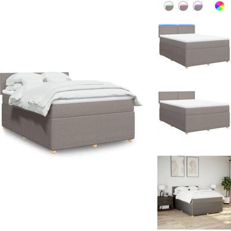 Sommier à lattes de lit avec matelas Taupe 160x200 cm Tissu - Sommier À Lattes De Lit - Sommiers À Lattes De Lit - Lit - Meuble De Chambre À Coucher (1/5)
