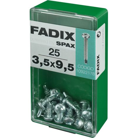 Caja de 25 unidades de tornillo de rosca chapa con cabeza redonda autotaladrante 3,5x9,5mm Fadix (1/2)