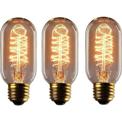 Ampoule à incandescence Edison 40 W, ampoule vintage à intensité variable E27, T45 (filament enroulé), blanc chaud, ampoule à filament ambré antique E27 à visser, pour la maison, la chambre, le bureau (1/4)