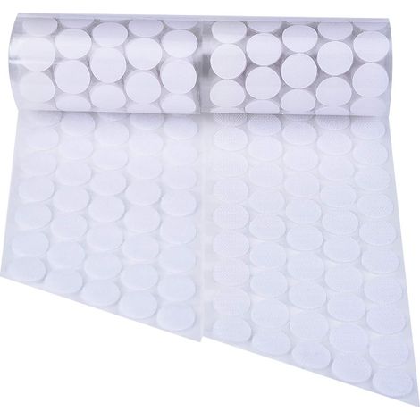500 Pièces 20 mm de Diamètre Rubans Auto-Adhésifs à Crochets Points Auto-Adhésifs Rubans à Pois Ronds avec Fixation de Colle Adhésive Collante (Blanc) (1/5)