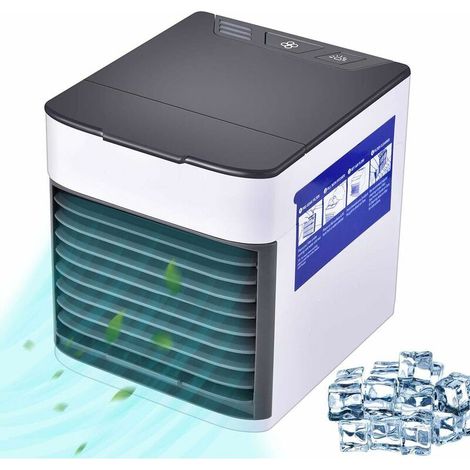 RHG USB Climatiseur Portable, USB Ventilateur Refroidisseur d'air Portable 3 en 1 Réglable Air Climatiseur Mini Air Refroidisseur Humidificateur Purificateur