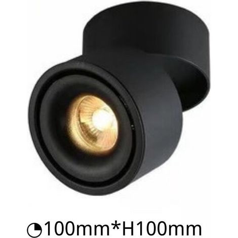 Spot de plafond LED 12 W Fixation en surface Spot d'accentuation réglable Spot mural, 10 x 10 cm, blanc froid 6000 K, non dimmable, applique murale ou spot en aluminium (noir-blanc froid) (1/5)