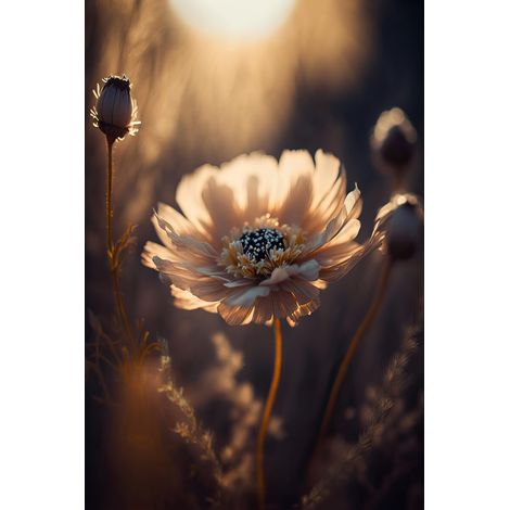 Tableau sur toile fleur et soleil 30x45 cm - Impression sur Toile Murale Décorative - Image imprimée en HD sur Toile - Toile sur Châssis en Bois FSC - Fabriqué en France