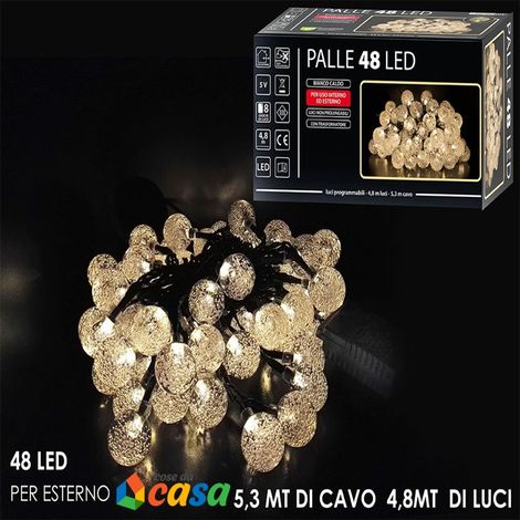 Luci led per albero di natale per decorazioni da esterno 48 palline bianco caldo (1/5)