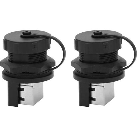Connecteur RJ45 étanche, lot de 2, Cat. 5 et Cat. 6, adaptateur réseau Ethernet LAN avec capuchon anti-poussière (1/4)