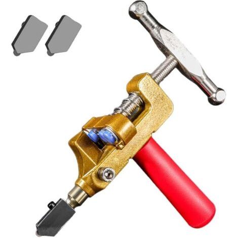 FENOPLASTICACoupe-Carreaux et Verre 2-en-1, Outil de Coupe Manuel Portable pour Céramique, Carreaux Émaillés, Miroir et Verre (Rot) (1/4)