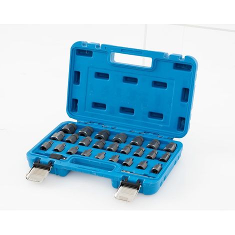 COSTWAY Juego de 27 Piezas Llaves de Vaso, Kit de Eliminación de Pernos de Doble Cabeza con Accionamiento de 3/8, Removedor de Perros de Cabeza Hexagonal, Extractores para Tornillo (Azul)