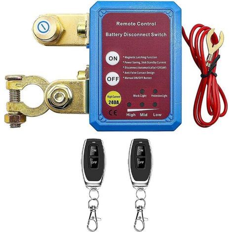Alnicov Interrupteur isolateur de batterie de voiture télécommandé sans fil, interrupteur isolateur de batterie 12 V 240 A, interrupteur antivol de batterie RV et marine (1/5)