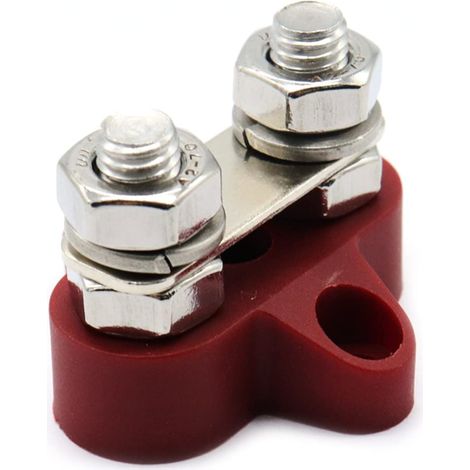 Bornier de barre de bus Bornier d'alimentation Bornier de jonction de batterie isolé Bloc d'alimentation M8 double goujons avec barre de bus pour camions 12-48 V,camping-cars,bateaux – Rouge (1/5)