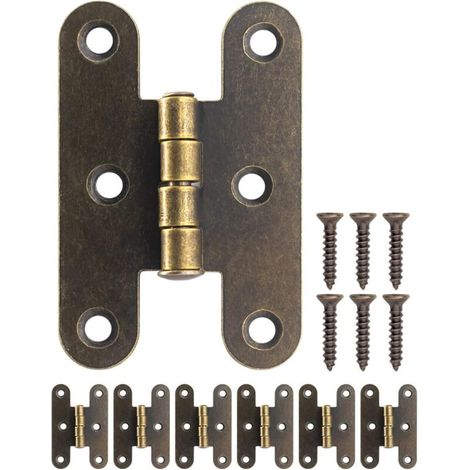 Set di 6 cerniere classiche vintage in metallo color bronzo antico 55 x 37 mm -Crezuo