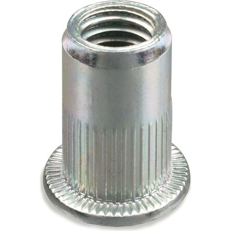 ecrous a Sertir Tete Plate M5 L.12mm Aluminium - ep. 0,5-3,0mm - Pose Aveugle sur Tôle Mince - Boite de 500