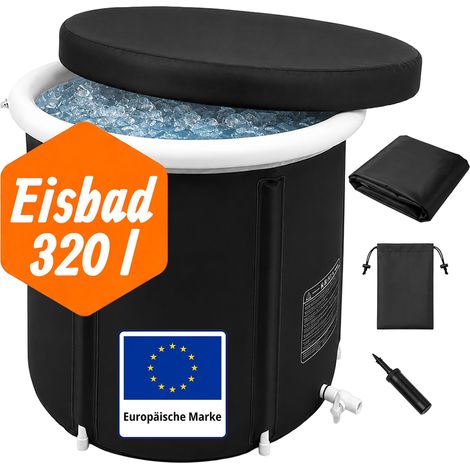 Relaxdays Eisbad outdoor, mit Deckel, Eistonne aufblasbar, HD: 75x75 cm, Kältebecken Muskelregeneration, Nylon, schwarz (1/5)
