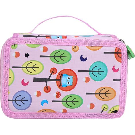 Étui à crayons en tissu 72 emplacements, pochette de rangement pour stylos et pinceaux de dessin, rose, pour étudiants. (1/5)