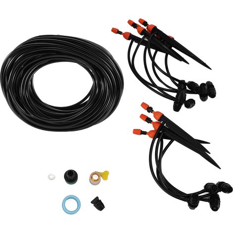 Kit d'irrigation goutte à goutte, système arrosage jardin 10m tuyau 8/12mm, kit complet avec buses réglables pour plantes extérieures (1/5)