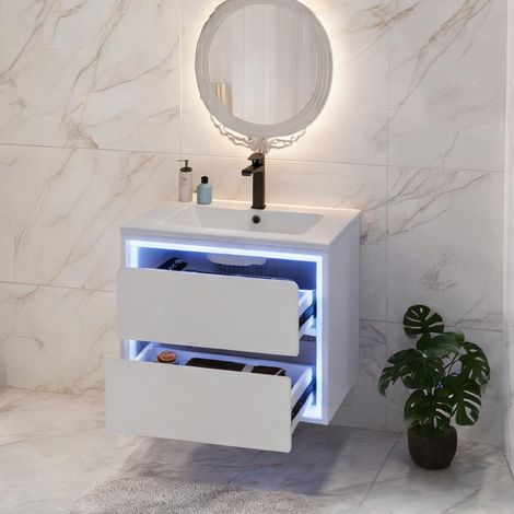 60 x 46 x 50 cm meuble vasque suspendu avec éclairage LED (1/5)