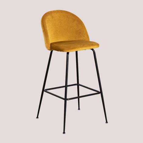 Pack de 4 taburetes altos en terciopelo Kana Design SKLUM Negro ↑75 cm (1/5)
