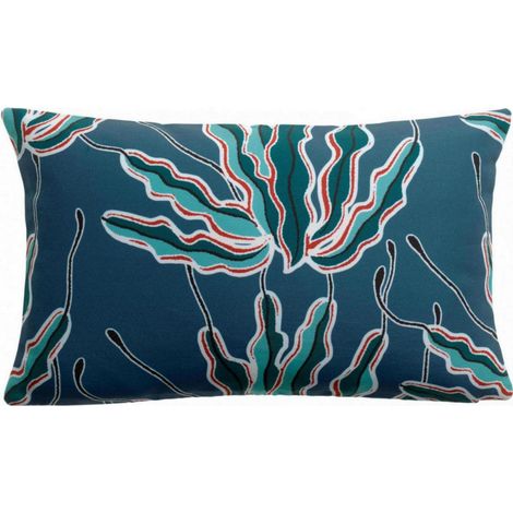 Coussin d'Extérieur Imprimé pour Salon de Jardin et Terrasse, Indigo, 30 x 50 cm - PANGIVO