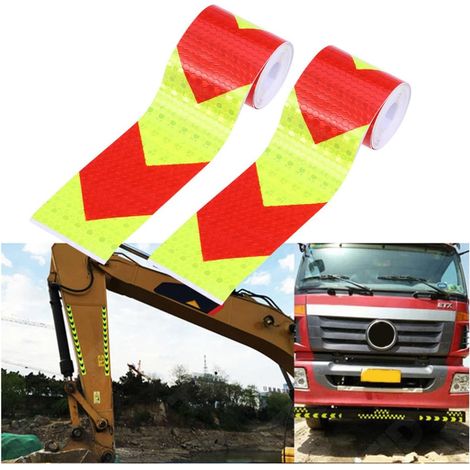 Ruban de Signalisation Réfléchissant 2pc Rouge Fluo en Pet et Pvc, Autocollant de Sécurité Facile à Utiliser, Adhère à Toutes Surfaces, pour Conduite Nocturne et Extérieur (1/5)
