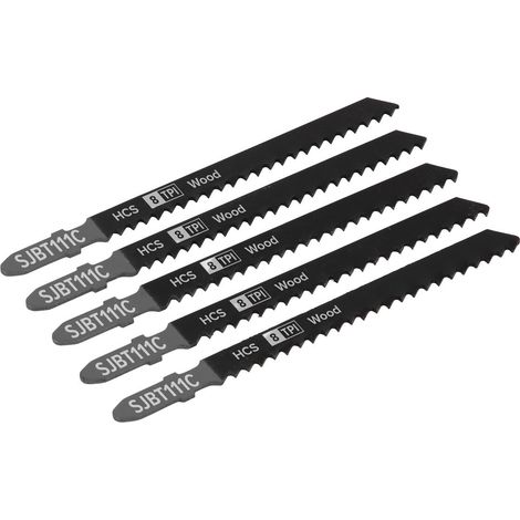 Sealey SJBT111C Jigsaw Blade for General Wood 100mm 8tpi - Pack of 5 (1/3)
