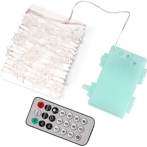 Guirlande lumineuse féérique étanche à 30 LED en forme de flocons de neige avec télécommande (1/5)