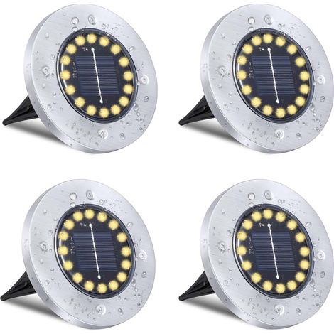 Lampes solaires de sol, lampes solaires étanches pour jardin extérieur, lampes de sol haute luminosité, adaptées à l'éclairage paysager des canaux, cours, pelouses, patios et allées (4 ensembles, 12 L (1/5)