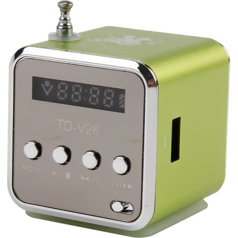 TD-V26 Mini-Digitalradio, tragbar, mit UKW-Tuner, USB- und TF-Kartenleser, Akku und Stereolautsprecher – für Zuhause, Auto und unterwegs