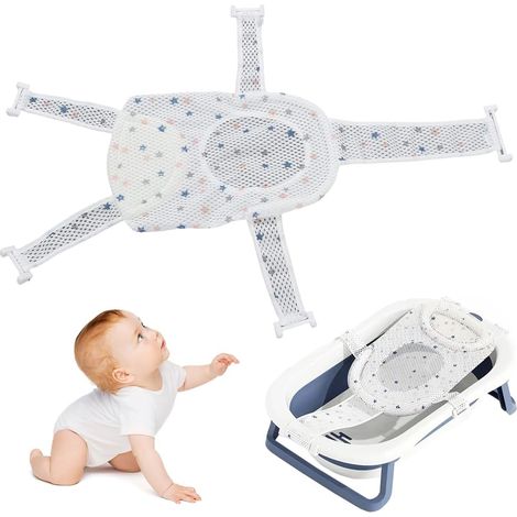 Baby-Bade-Hängematte – 1 Stück – Baumwolle und 3D-Netzgewebe – Verstellbarer, rutschfester Sitz – Für Neugeborene (0–36 Monate) (1/5)