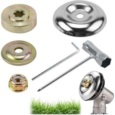 6 Pièces Universelle Kit Fixation écrou Lame Boîte, de Universel pour Lames Débroussailleuse, Morceaux Ecrou Tete Debroussailleuse, Tondeuse à Gazon et Coupe-bordures - (1/5)