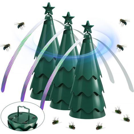 Set of 3 fly-repellent table fans, repellent fan with holographic blades to keep flies away, insect repellent for indoor tables, wire for patio, camping, picnics. (1/5)
