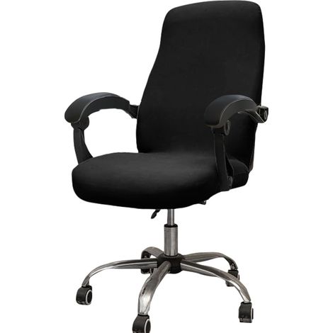 Elastic Waterproof Office Chair Cover, Solid Color, Dustproof Computer Chair Cover - (Black, Size M) (1/5)