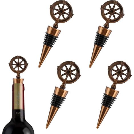Bottle stopper, wine stopper, vintage metal wine bottle stopper set of 4, compass bottle stopper (1/5)
