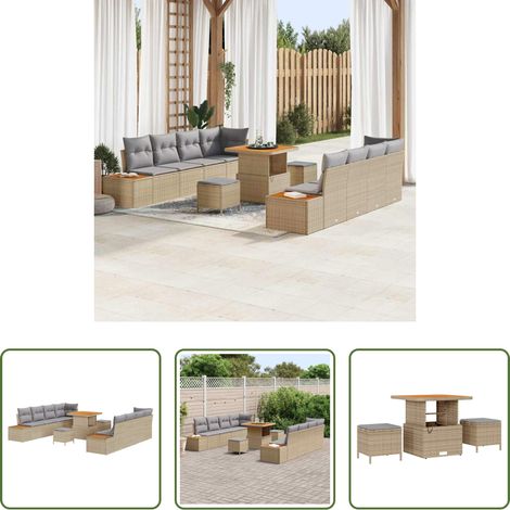 Poly-Rattan - Gartensofa-set 11 pcs Beige Poly-Rattan (1/5)