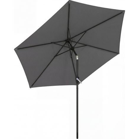 Parasol Inclinable 270 Cm Avec Manivelle Et Protection UV 50+, Parasol De Jardin Et Balcon Résistant Au Vent, Gris Foncé