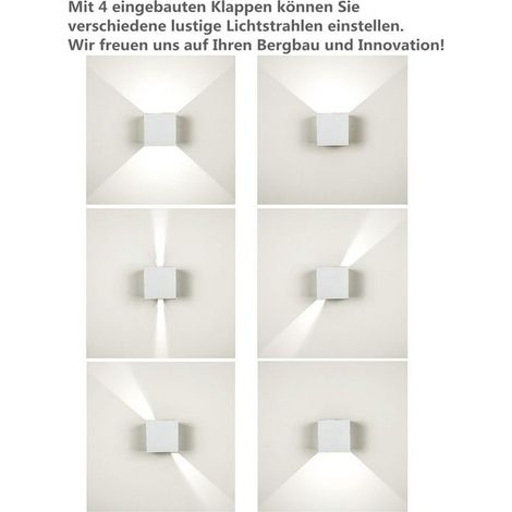 Applique da parete a LED impermeabile IP65 Lampada da parete per esterni regolabile Up Down Design IP65 12W Bianco freddo 2 pezzi (1/2)