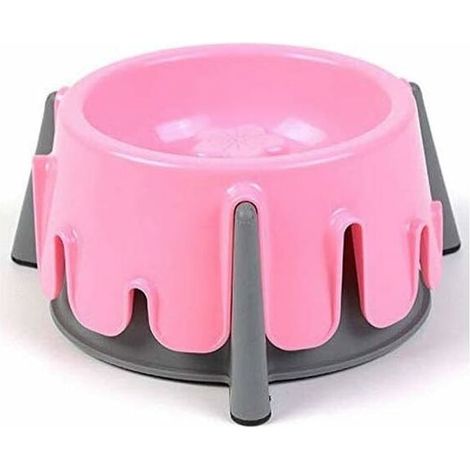 Pet Bowl - Pet Plastique Haut de Gamme Bowl, Hauteur réglable Gamelle for Chiens Grand, Taille 20x9.5 cm (Color : gris poudré)-Ensoleillé