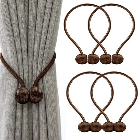 Correas magnéticas para cortinas con hebilla, presilla para casco, longitud total 48 cm (marrón) (1/5)