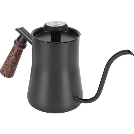 Cafetière à filtre manuelle 650 ml en acier inoxydable avec thermomètre intégré, noire. (1/5)