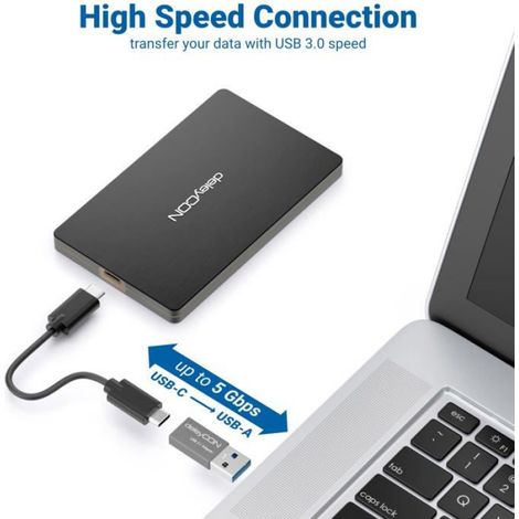 Adaptateur USB-A vers USB-C - USB 3.1 5 Gbit/s - Compatible Thunderbolt 3 - Aluminium Argent - Lot de 2 (1/4)