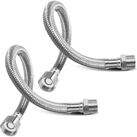 2 Pièces Flexible Sanitaire 30.5cm/31.5cm Tuyaux de Raccordement Flexibles Robinets en Acier Inoxydable à Tressage Serré, Anti-Corrosion et Anti-Éclatement Résistant à la Chaleur pour Robinetterie, WC (1/5)