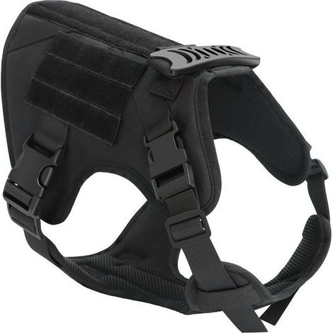 Harnais tactique noir XL pour chien, gilet à boucle pour chien de travail militaire, harnais pour chien d'entraînement militaire sans tension avec clip de ceinture pour la randonnée et la chasse (1/5)