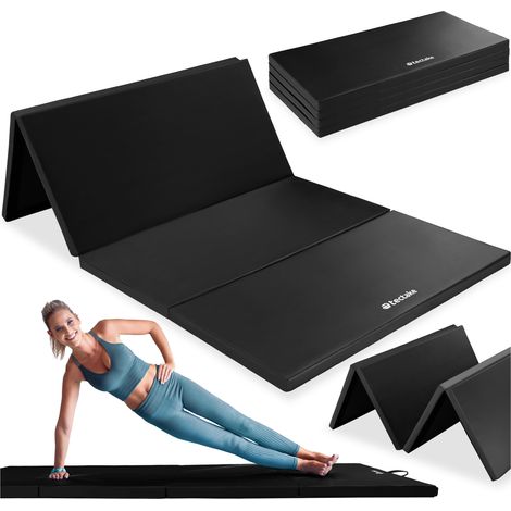 Tapis de gymnastique pliable extensible polyuréthane 240x120x5cm noir (1/5)
