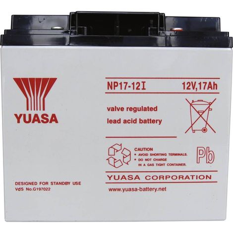 Yuasa NP17-12 NP17-12 Bleiakku 12 V 17 Ah Blei-Vlies (AGM) (B x H x T) 181 x 167 x 76 mm M5-Schrauba